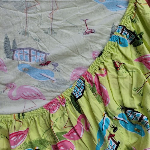 Juego de sábanas Nick & Nora Poolside Flamingos Twin Jersey estuche plano ajustado de algodón - Imagen 8 de 20