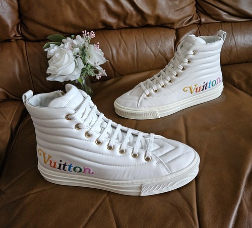 NDS Women's Louis Vuitton Off-white Quilt Leather Hightop Sneakers Size 7 US... - Picture 3 of 19