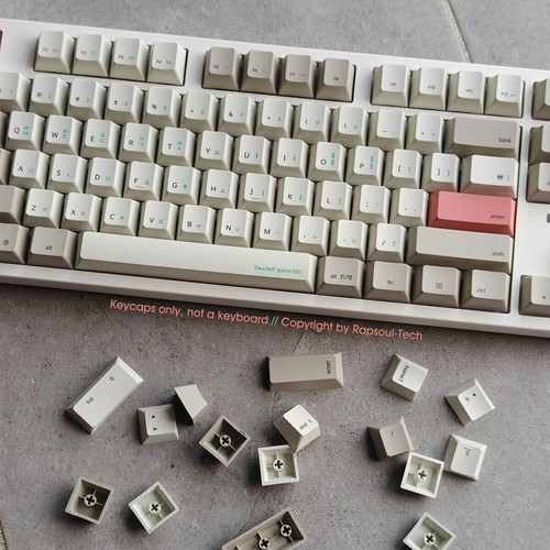 Retro White Gray PBT Mechanical Keycaps Set for 60% TKL 87 Cherry MX Keyboards - Picture 5 of 8