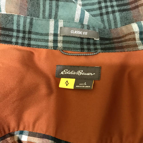EDDIE BAUER Mens Shirt Plaid Traveler Classic Fit Button Up Size Large L - Picture 9 of 14