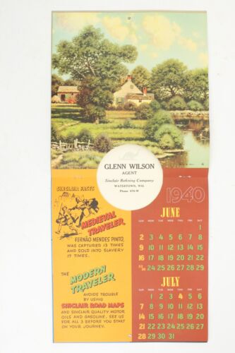 1940 Sinclair Refining Company Gas Oil Pinup Advertising Calendar Watertown WI - Picture 5 of 8
