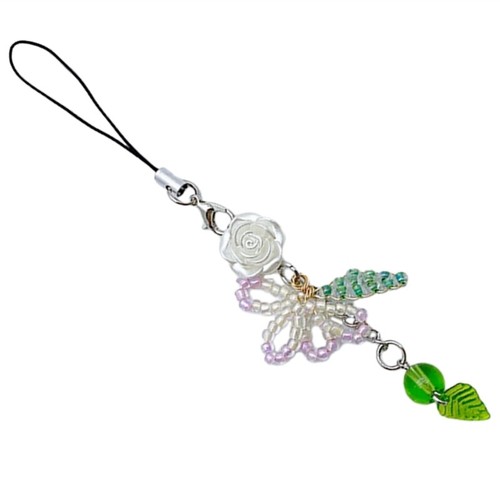 Stylish Handmade Beaded Phone Chain Charm Lanyard Floral Pendant Charm for Women - Zdjęcie 6 z 10
