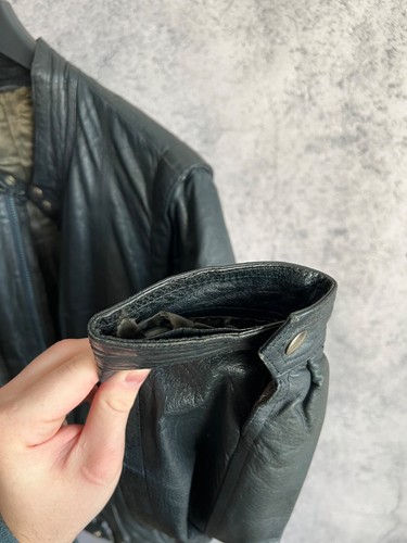Giacca vintage vera pelle full zip trasformata in gilet uomo trasformabile - Foto 17 di 22