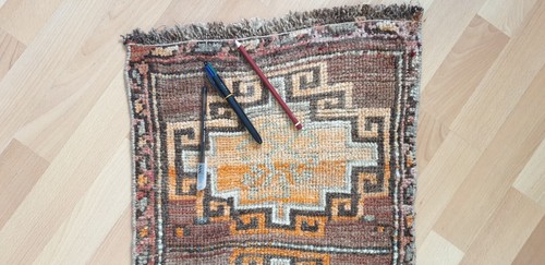 Small old Turkish handwoven rug 44x66 cm Vintage Boho Home Decor - Picture 4 of 8