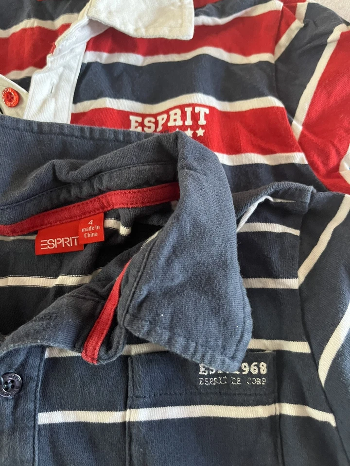 Camisas polo Esprit para niños talla 4 manga corta a rayas 100 % algodón cuello X 2 Foto 4 de 4