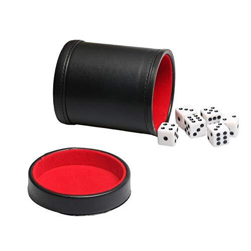 Leatherette Dice Cup with Lid Felt Lined Dice Shaker for Yahtzee Farkle - Picture 2 of 6