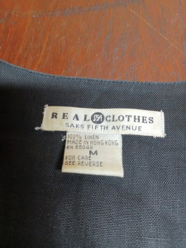 VTG Vest Black Embroidered Linen Saks Fifth Avenue Women Medium Boho Artsy 90s - Picture 4 of 8