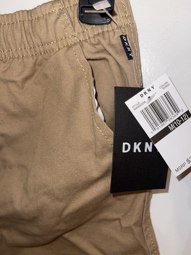 New Boys DKNY Khaki Shorts Medium 10-12 Elastic Waist Pull On - Picture 2 of 4