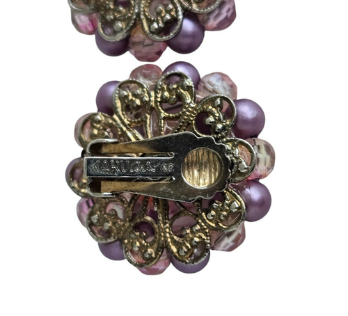 KARU Arke Cluster Clip Pink & Purple Bead Earrings - Bild 5 von 6