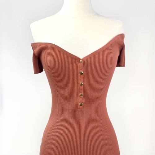 Off-Shoulder Wide Neck Sexy Ribbed Knit Mini Short Sweater Dress Casual Outfit M - Picture 5 of 7