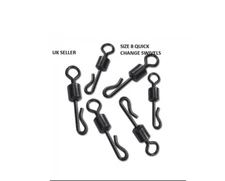 Quick Change Size 8 Swivels Matt Black Anti Glare Carp barbel Fishing QC swivels