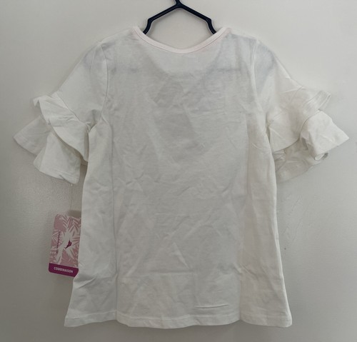 Tommy Bahama Kids Girls Cute Floral Sequin Owl Ruffle Short Sleeve Shirt White S - Picture 6 of 6