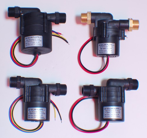 Solar Hot Water Pump - Run on 12V Battery or Solar Panel - Good to 230° F-145psi
