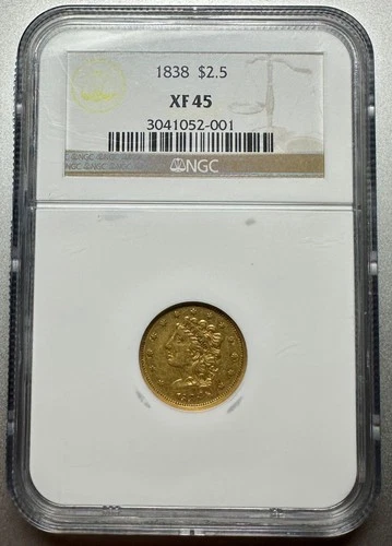 1838 $2.50 CLASSIC HEAD GOLD NGC XF45 BETTER DATE