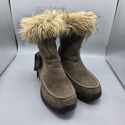 Sorel Northern Lite Tall Boots Womens 7 Brown Suede Faux Fur Snow Winter Zip