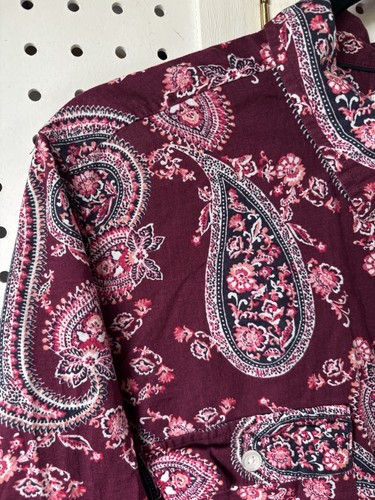 Croft & Barrow Damen XXL (XL) weinrot Paisley Button Down Roll Tab SLV Hemd - Bild 2 von 6