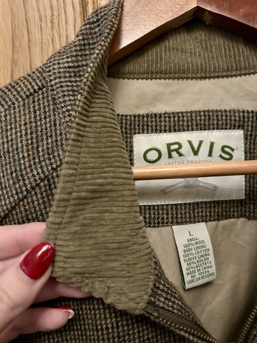 Orvis 100% Wool Tweed Bomber Jacket Coat Size Large Brown Country New - Picture 5 of 11