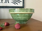 McCoy Antique / Vintage Green Stoneware Mixing Bowl Windowpane Design #8