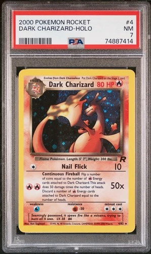 2000 POKEMON ROCKET #4 DARK CHARIZARD-HOLO PSA 7