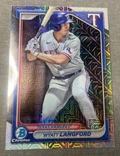 Wyatt Langford Mojo Refractor 2024 Bowman Chrome Card #BCP-64 TX Rangers 