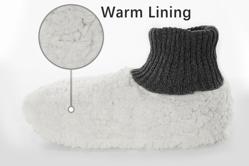 Men Fuzzy Slipper Socks with Grippers Non Slip Indoor House Socks Christmas Gift - Picture 2 of 5