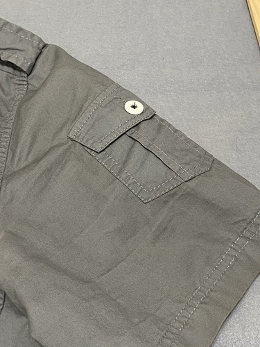 Epic Hero Mens Grey Button Up Shirt Embroidered Patches Size L Rare Saints - Picture 8 of 12