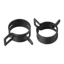 Steel Band Clamp 24mm Fuel Line Silicone Hose Tube Spring Clips Black 10Pcs