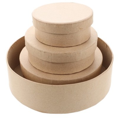  4 Pcs Round Kraft Paper Box Empty Craft Boxes Cardboard Bracelet