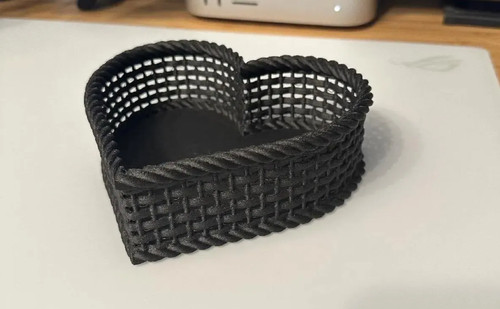 Heart-Shaped Plastic Woven Basket | 3D Printed Home Decor - Picture 3 of 6
