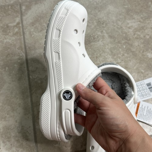 Crocs Baya Lined Clogs Slippers White Grey Men's Size 4 - Women’s 6 - Picture 6 of 9