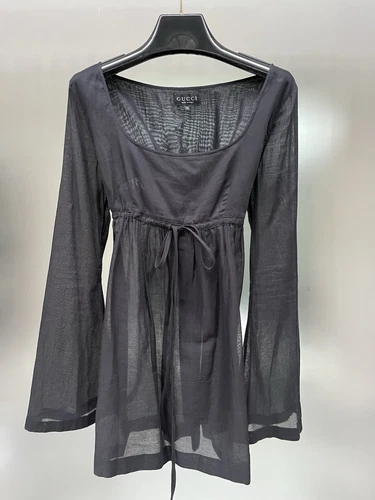 Abito da passerella Gucci S S 1996 Tom Ford epoca nero baby doll US6 IT 40