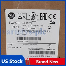 NEW Allen-Bradley 22A-D8P7N104 PowerFlex 4 3.7 kW (5 Hp) AC Drive US Free Tax