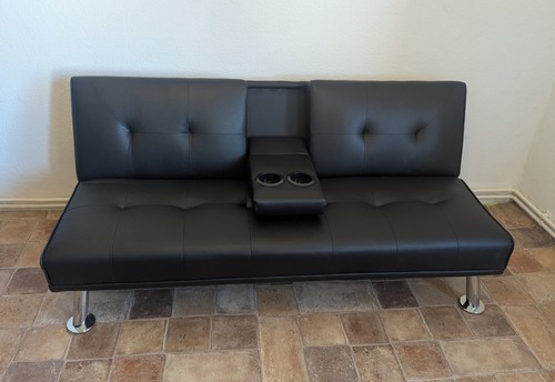 3er-Sofa Klappbares Schlafsofa mit Bettfunktion Couch mit Getränkehalter - Bild 3 von 8