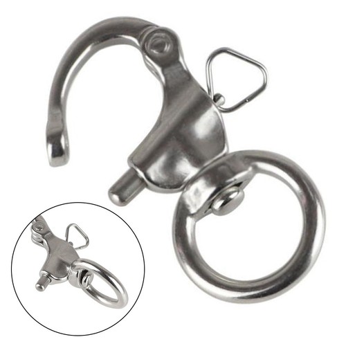2.5" Stainless Steel Swivel Eye Snap Shackle Quick Release Bail Rigging Sailing - Picture 23 of 24