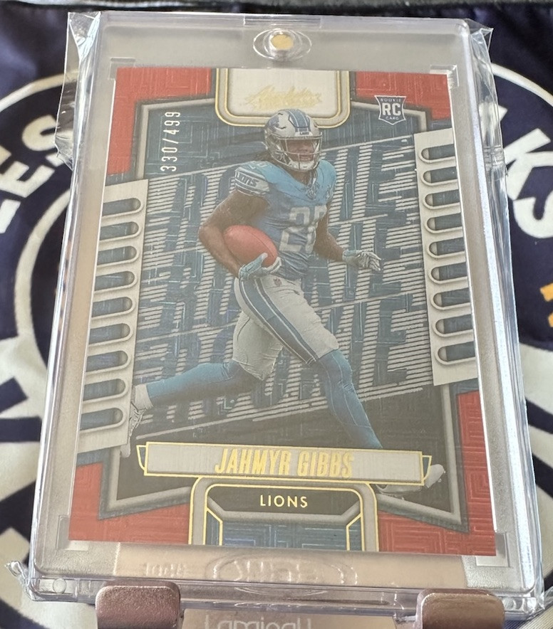 2023 Panini Absolute - Rookies Red Squares #108 Jahmyr Gibbs /499 (RC)