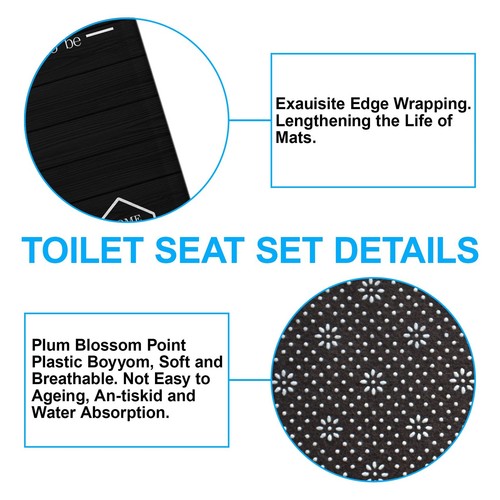 4Pcs Family Shower Curtain Sets with Non-Slip Rugs, Toilet Lid Cover and Bath... - Picture 7 of 7