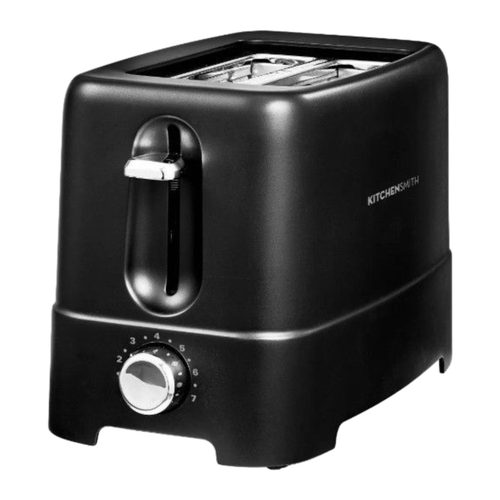 KITCHENSMITH by BELLA 2-Scheiben-Toaster schwarz breiter Schlitz Bagel & Brotwärmer - neu