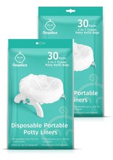 60 Packs Disposable Potty Liners with 200ML Absorbent Pads, Portable Travel P...