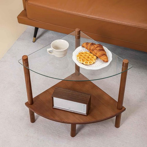 2 Tier End Table, Stylish and Versatile Side Table Nightstand with Glass Top ... - Picture 4 of 6