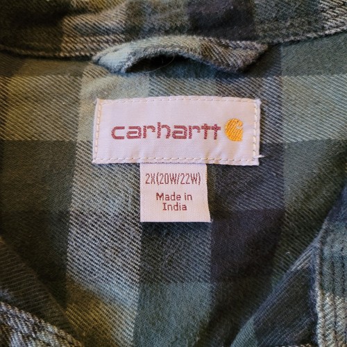 Lote de 2 Camisas Carhart Franela Abotonadas Manga Larga Talla 2X Cuadros Verdes y Rojas - Imagen 3 de 11