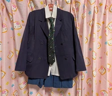 E151  ^_^Japanese SchoolGirl Uniform Winter! Defect Set! It's still usable!! M