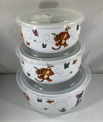 Disney Winnie Pooh Spring Days Bowl w/Vent Lid SET OF 3 Food Storage Containers - Picture 7 of 8