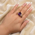 24K Gold 925 Sterling Silver Rings Stupendous Vivid Violet Sapphire Oval 9.40Ct
