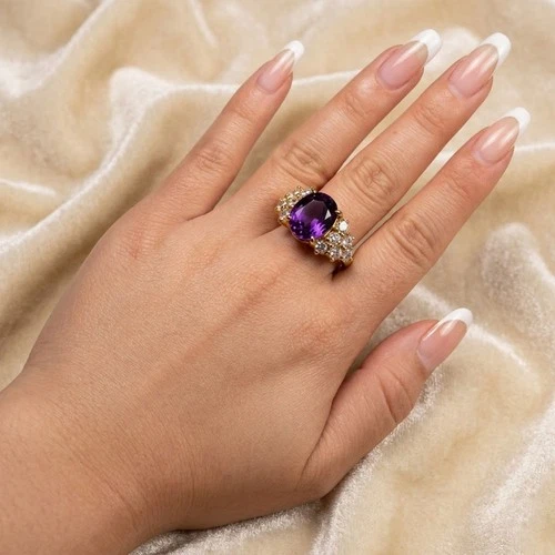 24K Gold 925 Sterling Silver Rings Stupendous Vivid Violet Sapphire Oval 9.40Ct