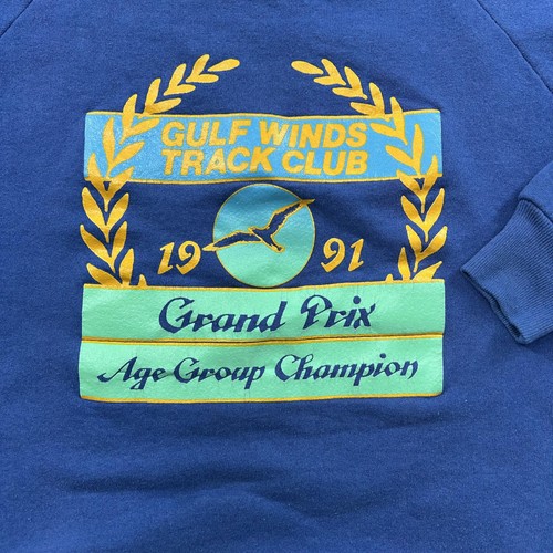 Felpa uomo vintage anni 90 Gulf Winds Track Club grande running maglione girocollo - Foto 3 di 13
