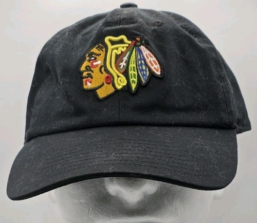 Fan Favorite Chicago Blackhawks All Black Hat Adult Adjustable Clean Up Cap NHL - Picture 1 of 9