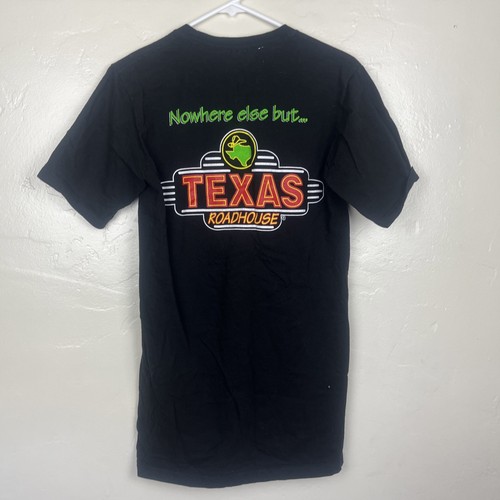 Texas Roadhouse Shirt Mens Small Black Employee Short Sleeve Nowhere Else But