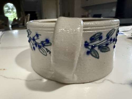 Salmon Falls Blueberry Soup Cup Bowl W Handle Salt Glazed Stoneware Large 5.5” - Bild 2 von 9