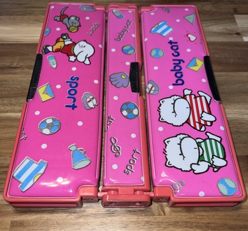 Vintage Flomo Pencil Case Pink Babycat Magnetic 5 Compartments ￼ - Picture 7 of 14