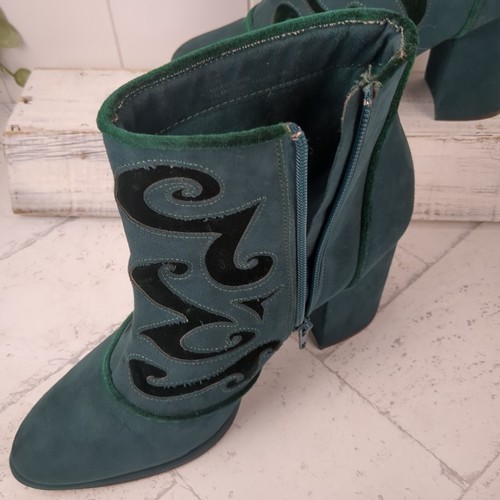 Cloudwalkers Dark Teal Green Broome Ankle Booties with Velvet Inset Size 9.5W - Picture 9 of 18